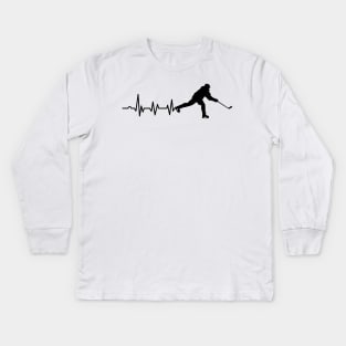 Ice Hockey Heartbeat Ice Hockey Player Gift Kids Long Sleeve T-Shirt